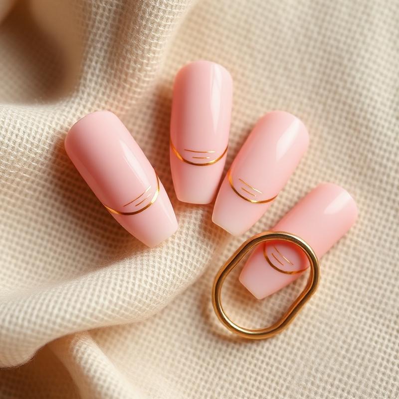 Nail art delicada com detalhes dourados