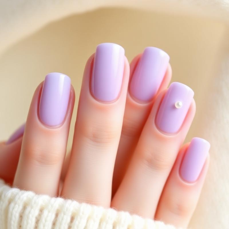 Unhas delicadas em lilás pastel
